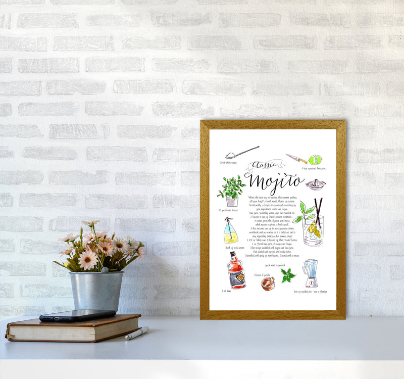 Mojito Cocktail Recipe, Kitchen Food & Drink Art Prints A3 Print Only