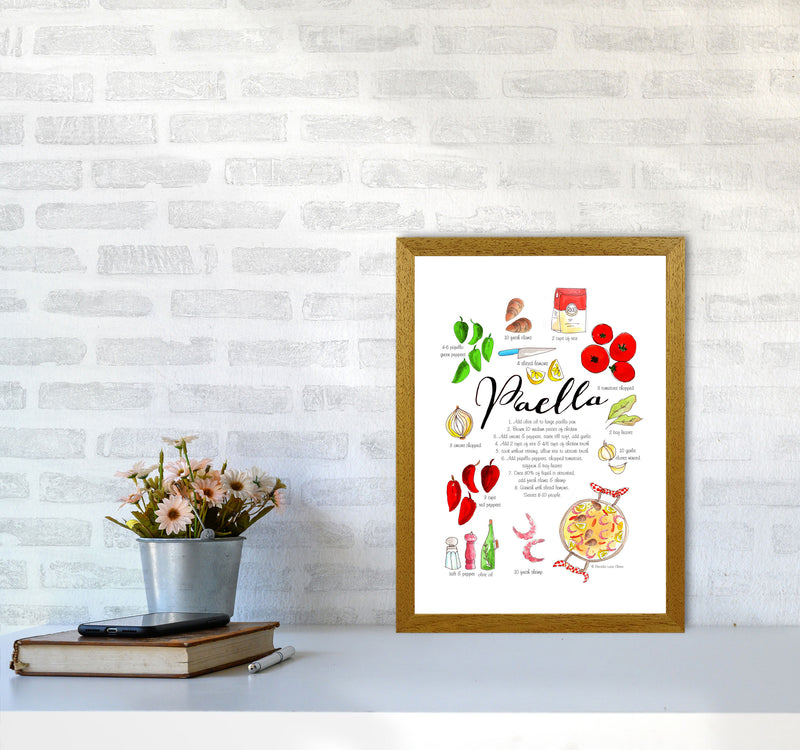 Paella Ingredients Recipe, Kitchen Food & Drink Art Prints A3 Print Only