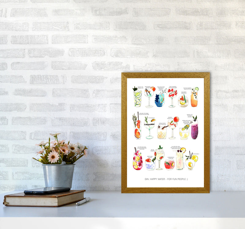 Gin: Happy Water - For Fun People, Kitchen Food & Drink Art Prints A3 Print Only