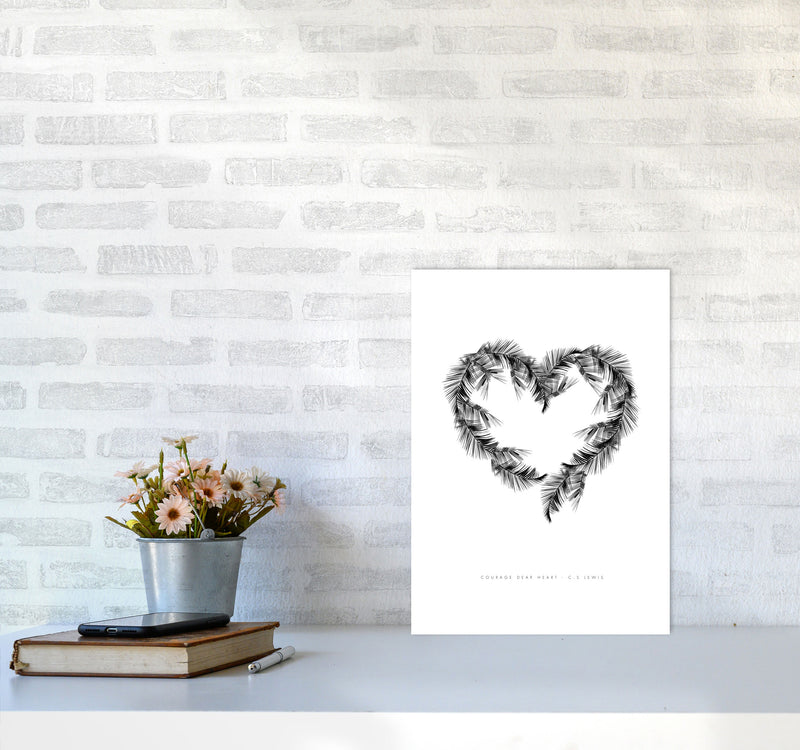 C S Lewis Courage Dear Heart White Modern Fashion Print A3 Black Frame