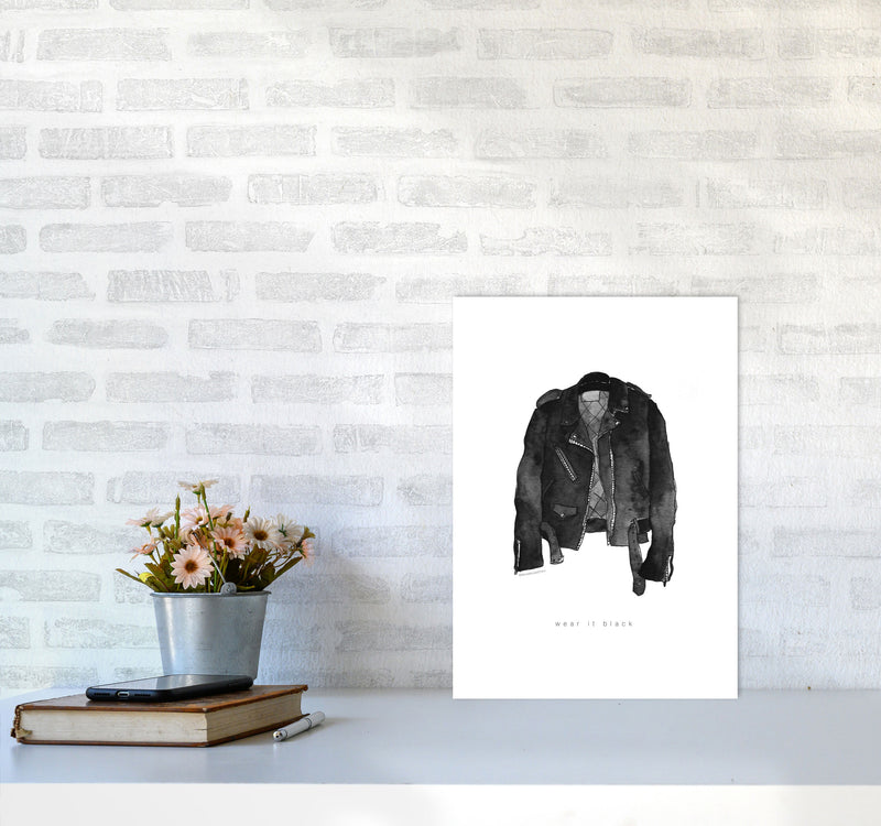 Wear It Black Leather Jacket Modern Fashion Print A3 Black Frame