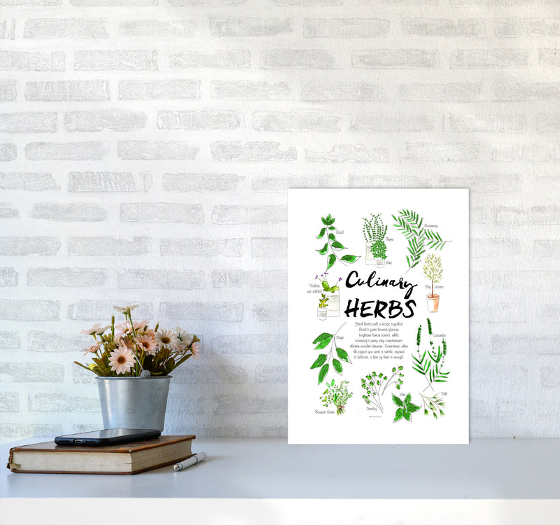 Culinary Herbs, Kitchen Food & Drink Art Prints A3 Black Frame