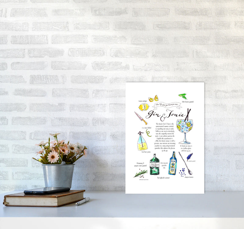 Gin And Tonic Recipe, Kitchen Food & Drink Art Prints A3 Black Frame
