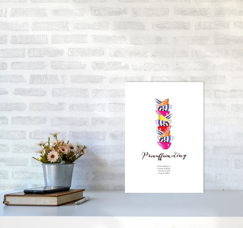Procaffinating, Kitchen Food & Drink Art Prints A3 Black Frame