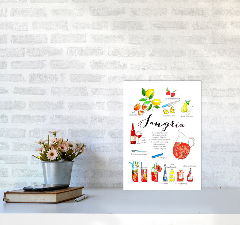 Sangria Ingredients Recipe, Kitchen Food & Drink Art Prints A3 Black Frame