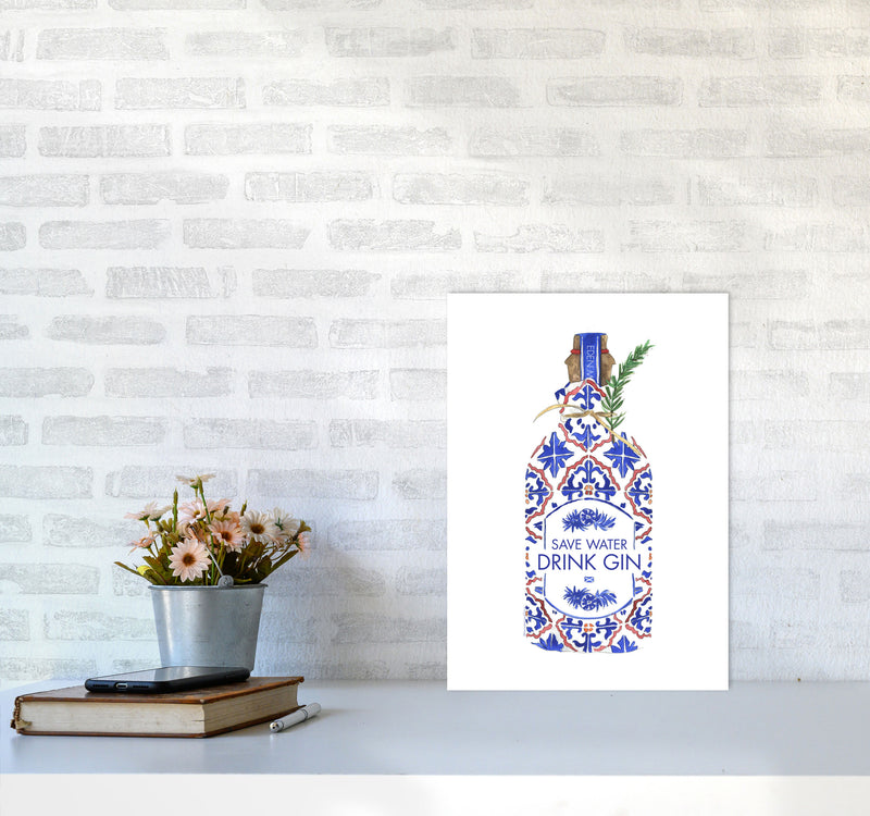Save Water Drink Gin, Kitchen Food & Drink A3 Black Frame