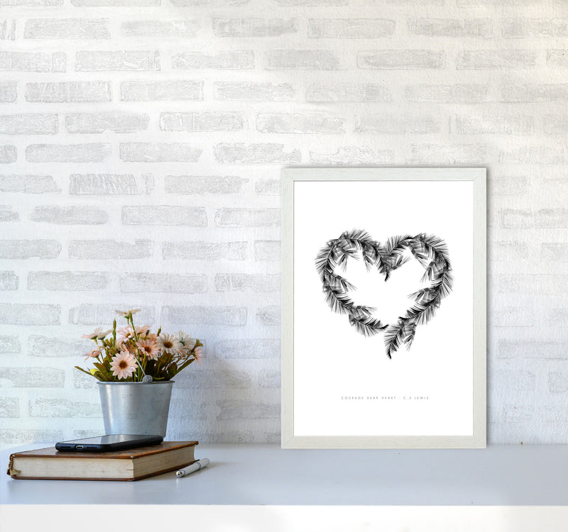 C S Lewis Courage Dear Heart White Modern Fashion Print A3 Oak Frame
