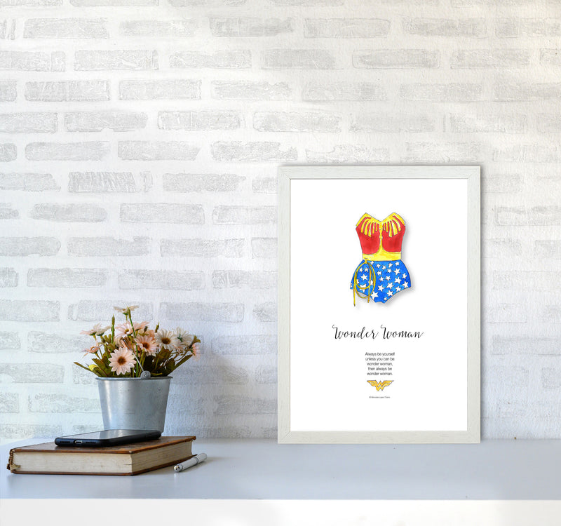 Vintage Wonder Woman Modern Fashion Print A3 Oak Frame