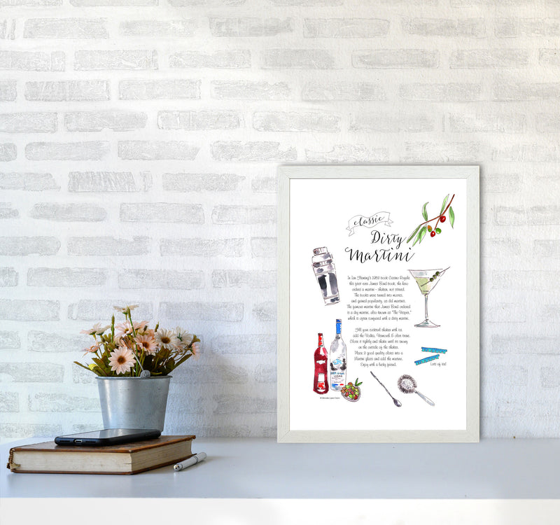 Dirty Martini Cocktail Recipe, Kitchen Food & Drink Art Prints A3 Oak Frame