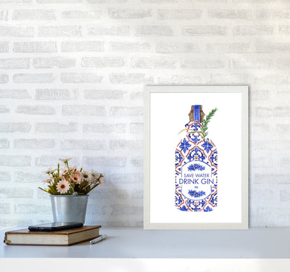 Save Water Drink Gin, Kitchen Food & Drink A3 Oak Frame