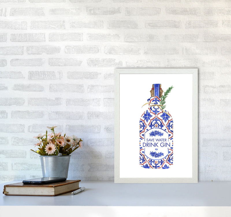 Save Water Drink Gin, Kitchen Food & Drink A3 Oak Frame