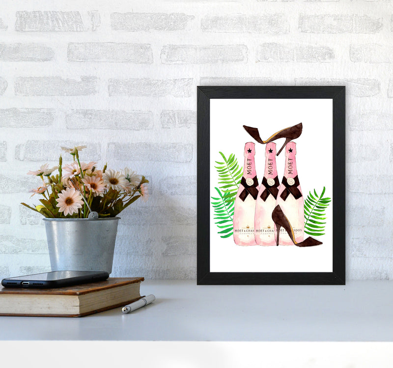 Moet And Heels, Kitchen Food & Drink Art Prints A4 White Frame