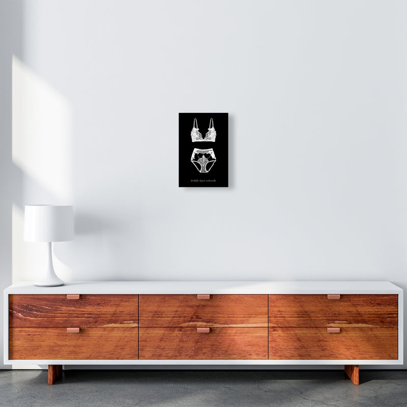Beauty Begins Underneath Lingerie Black Modern Fashion Print A4 Canvas
