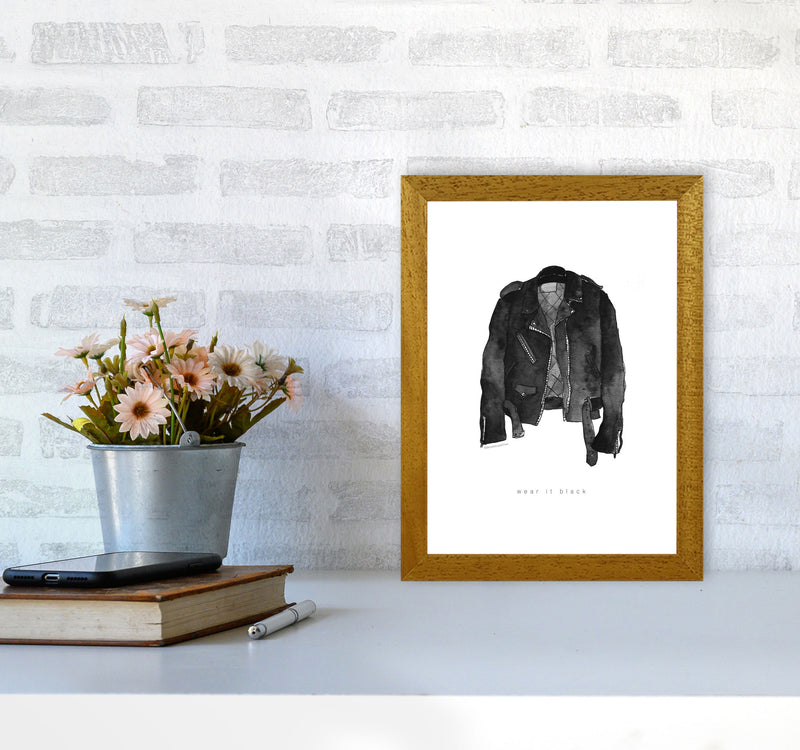 Wear It Black Leather Jacket Modern Fashion Print A4 Print Only