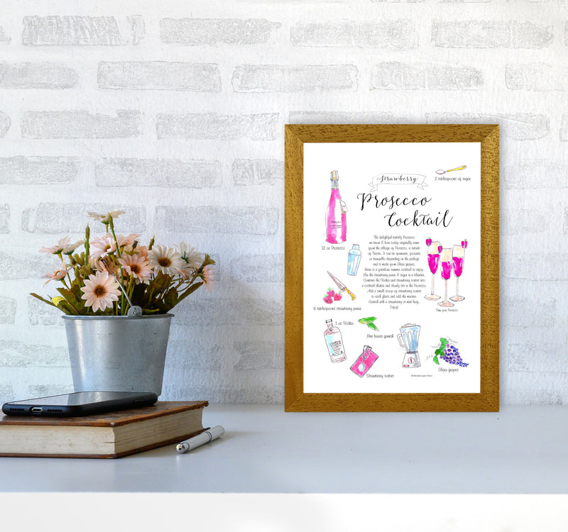 Strawberry Prosecco Cocktail Recipe, Kitchen Food & Drink Art Prints A4 Print Only