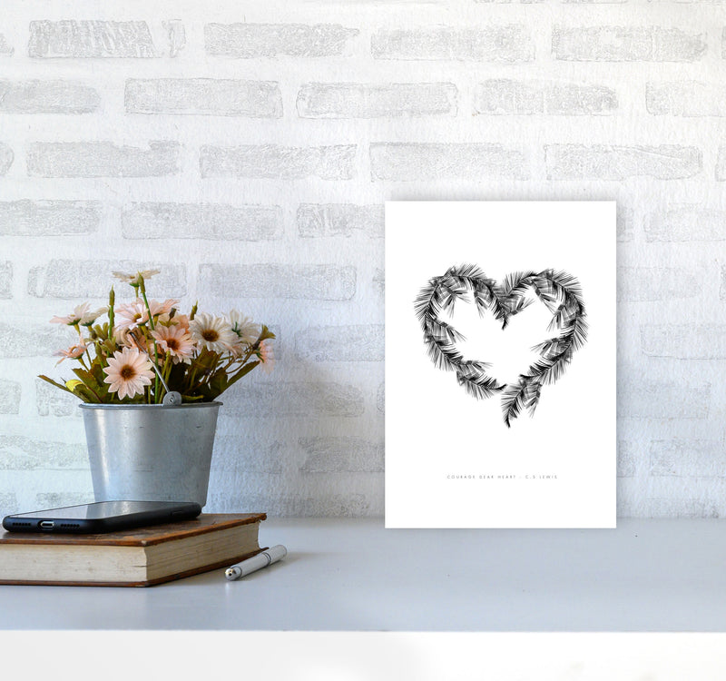 C S Lewis Courage Dear Heart White Modern Fashion Print A4 Black Frame