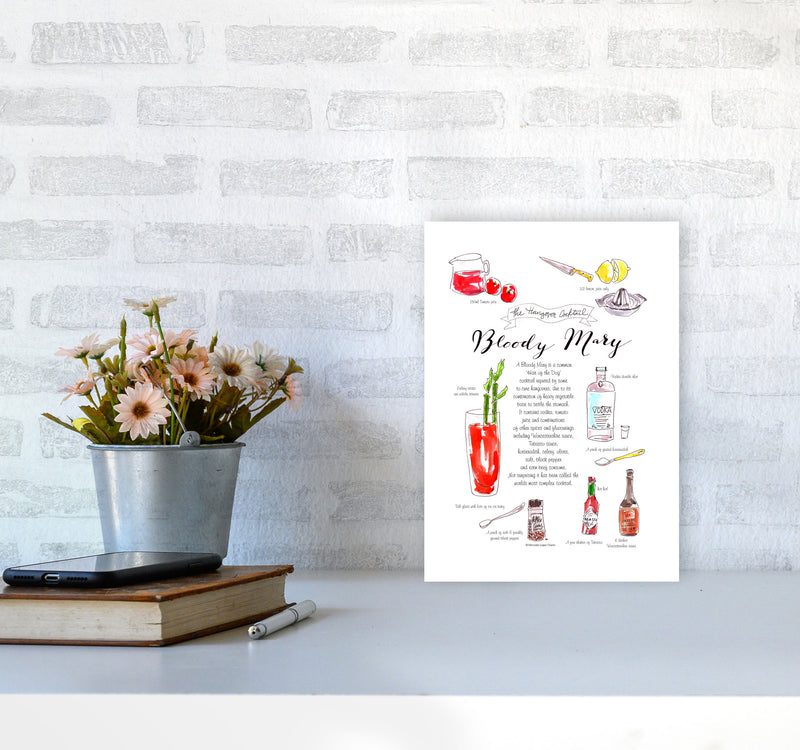Bloody Mary Recipe, Kitchen Food & Drink Art Prints A4 Black Frame