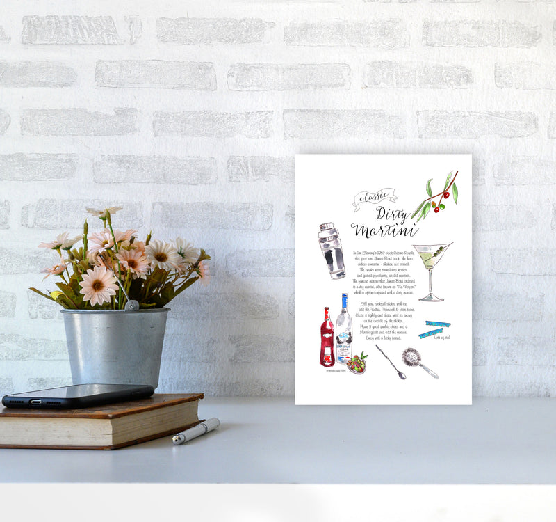 Dirty Martini Cocktail Recipe, Kitchen Food & Drink Art Prints A4 Black Frame
