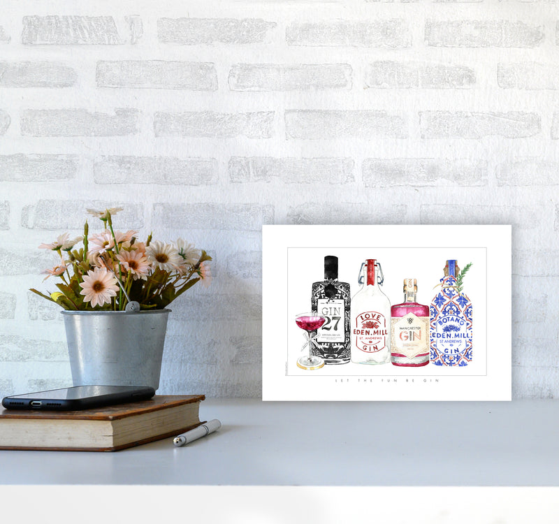 Let The Fun Be Gin, Kitchen Food & Drink Art Prints A4 Black Frame