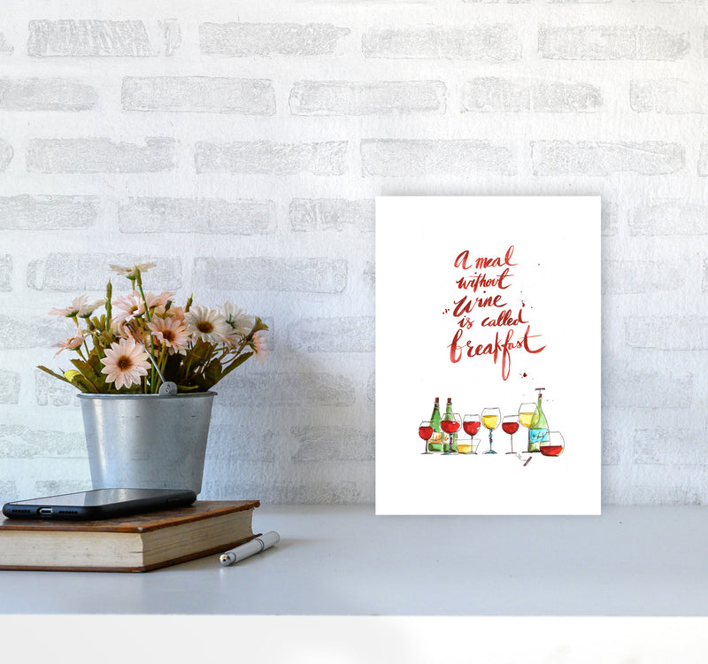 A Meal Without Wine, Kitchen Food & Drink Art Prints A4 Black Frame