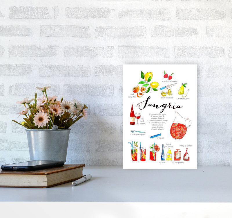 Sangria Ingredients Recipe, Kitchen Food & Drink Art Prints A4 Black Frame