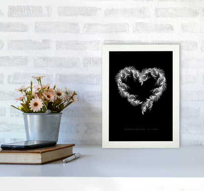 C S Lewis Courage Dear Heart Black Modern Fashion Print A4 Oak Frame