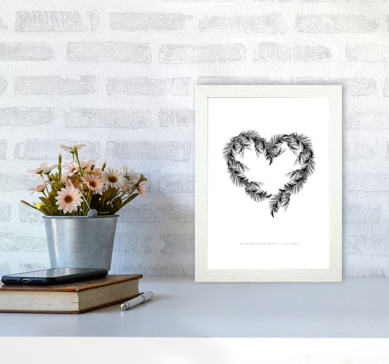 C S Lewis Courage Dear Heart White Modern Fashion Print A4 Oak Frame