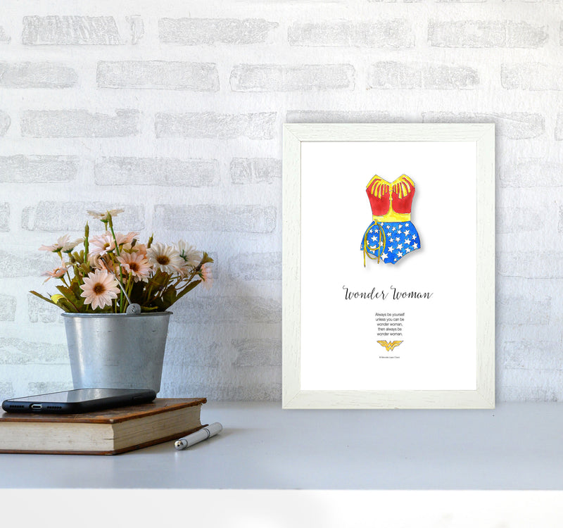 Vintage Wonder Woman Modern Fashion Print A4 Oak Frame