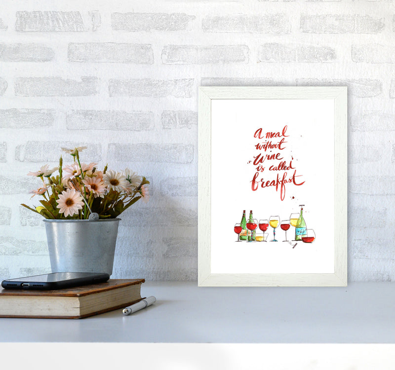A Meal Without Wine, Kitchen Food & Drink Art Prints A4 Oak Frame
