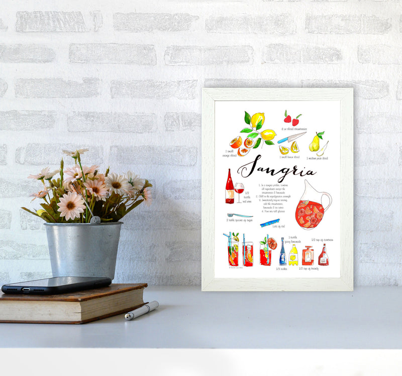 Sangria Ingredients Recipe, Kitchen Food & Drink Art Prints A4 Oak Frame