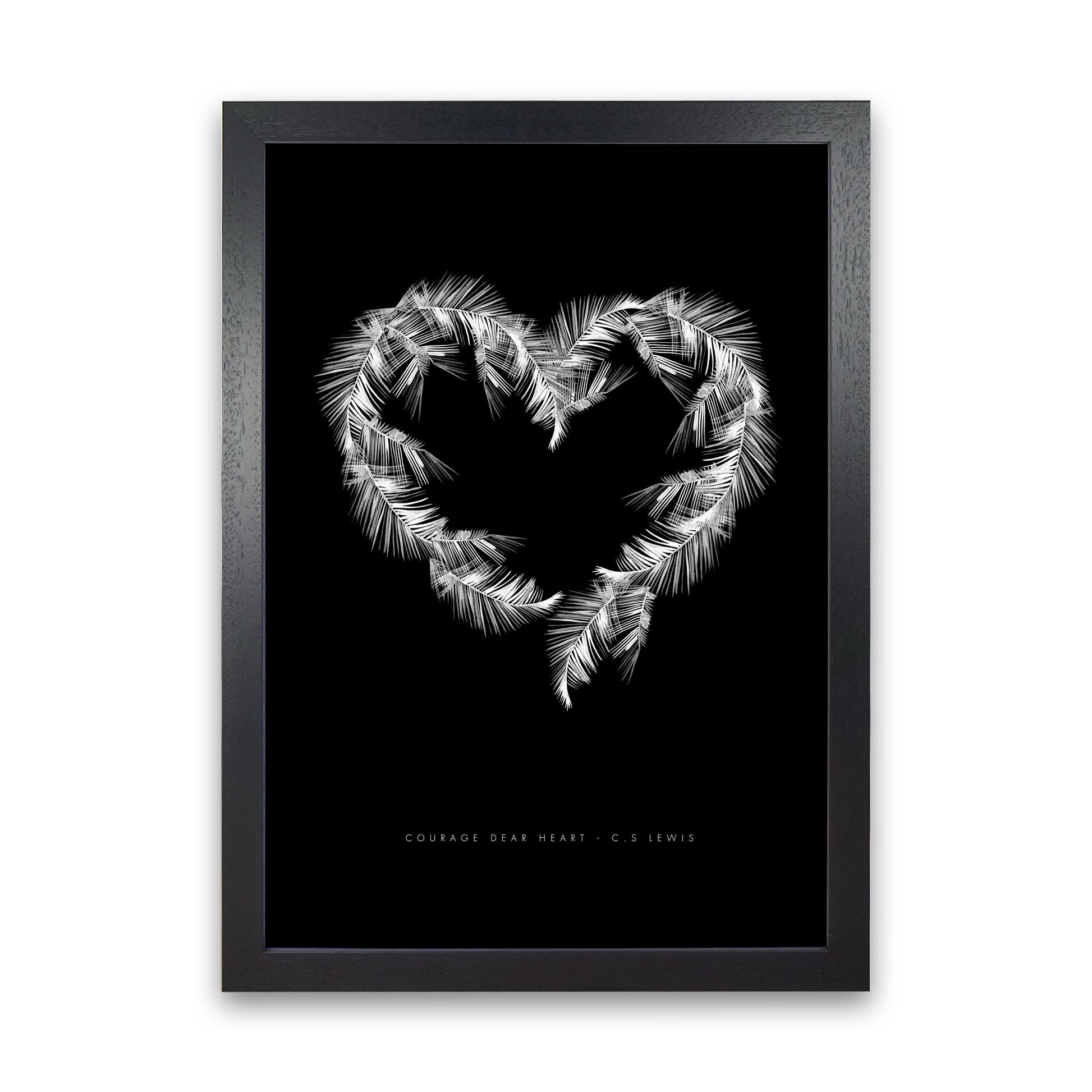 C S Lewis Courage Dear Heart Black Modern Fashion Print Black Grain