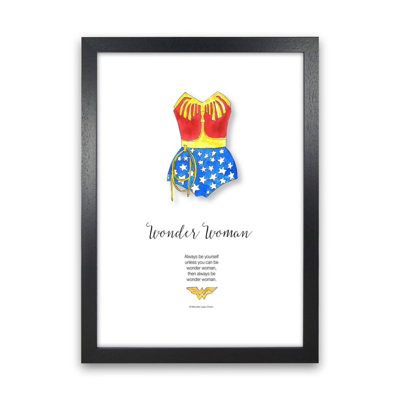 Vintage Wonder Woman Modern Fashion Print Black Grain