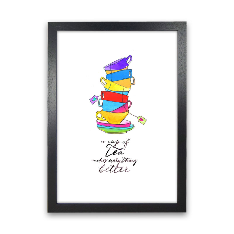 Cup Of Tea, Kitchen Food & Drink Art Prints Black Grain