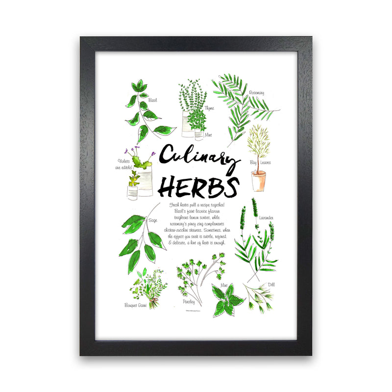 Culinary Herbs, Kitchen Food & Drink Art Prints Black Grain