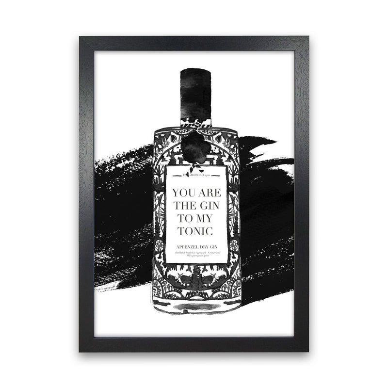 Gin To My Tonic, Kitchen Food & Drink Art Prints Black Grain