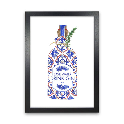 Save Water Drink Gin, Kitchen Food & Drink Black Grain
