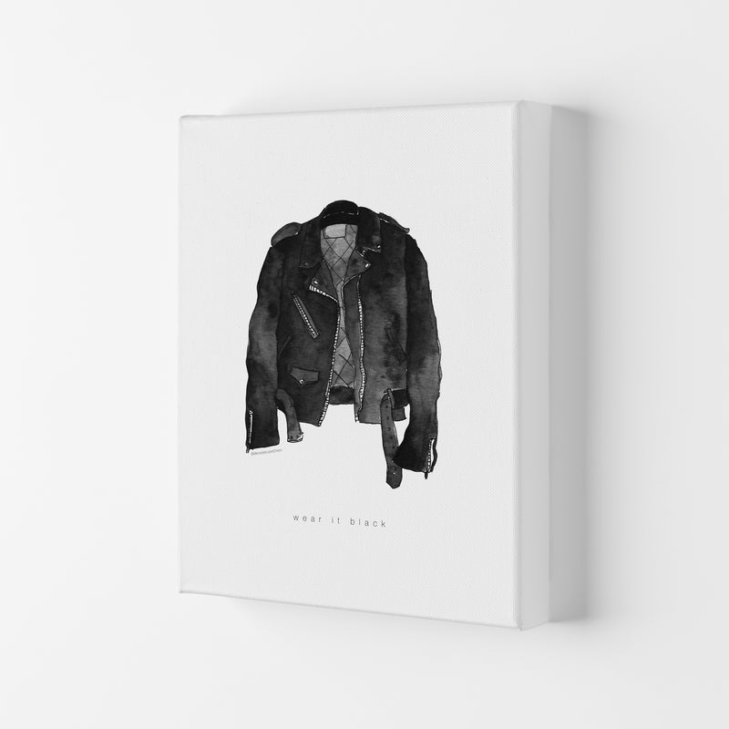 Wear It Black Leather Jacket Modern Fashion Print Canvas
