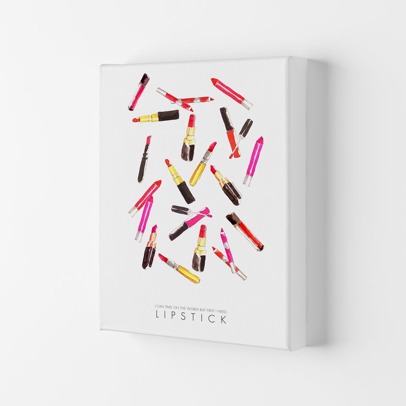 I Can Take On The World But First I Need Lipstick Modern Fashion Print Canvas