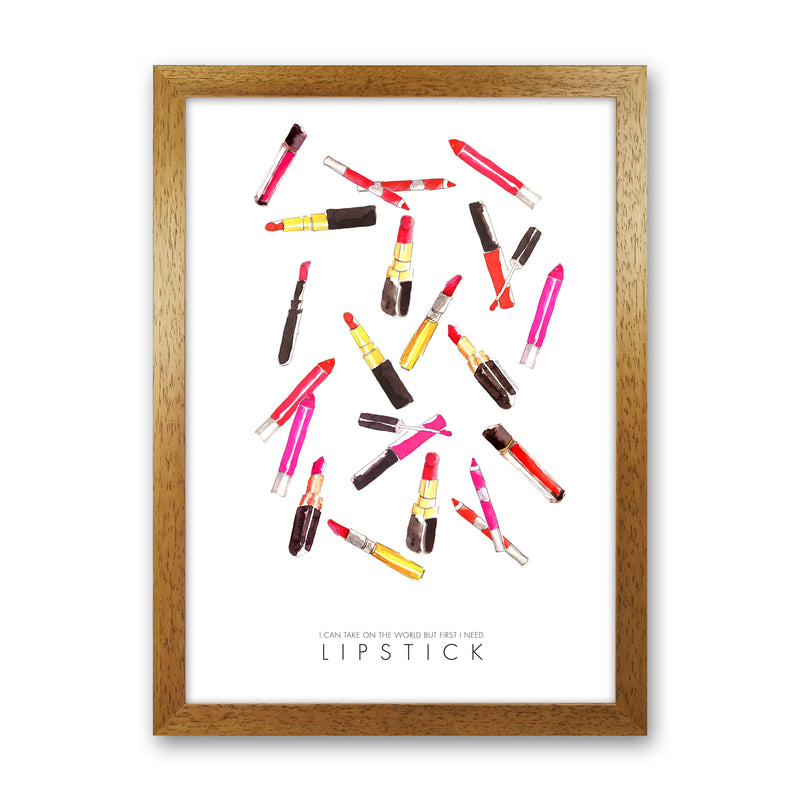 I Can Take On The World But First I Need Lipstick Modern Fashion Print Oak Grain