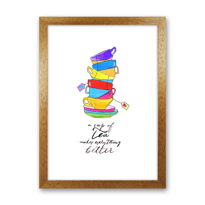 Cup Of Tea, Kitchen Food & Drink Art Prints Oak Grain