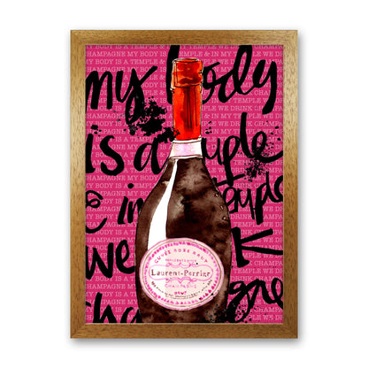 My Body Is A Temple Champagne, Kitchen Food & Drink Art Prints Oak Grain