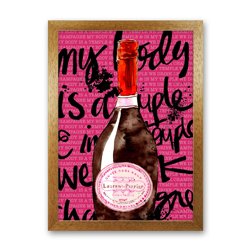 My Body Is A Temple Champagne, Kitchen Food & Drink Art Prints Oak Grain