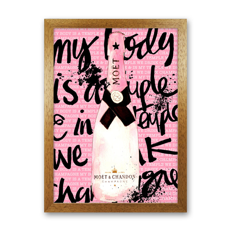 My Body Is A Temple Moet, Kitchen Food & Drink Art Prints Oak Grain