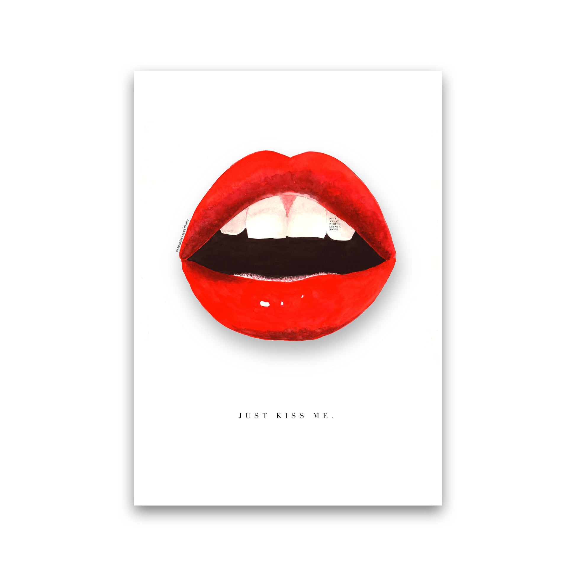 Just Kiss Me Lips Modern Fashion Print Print Only