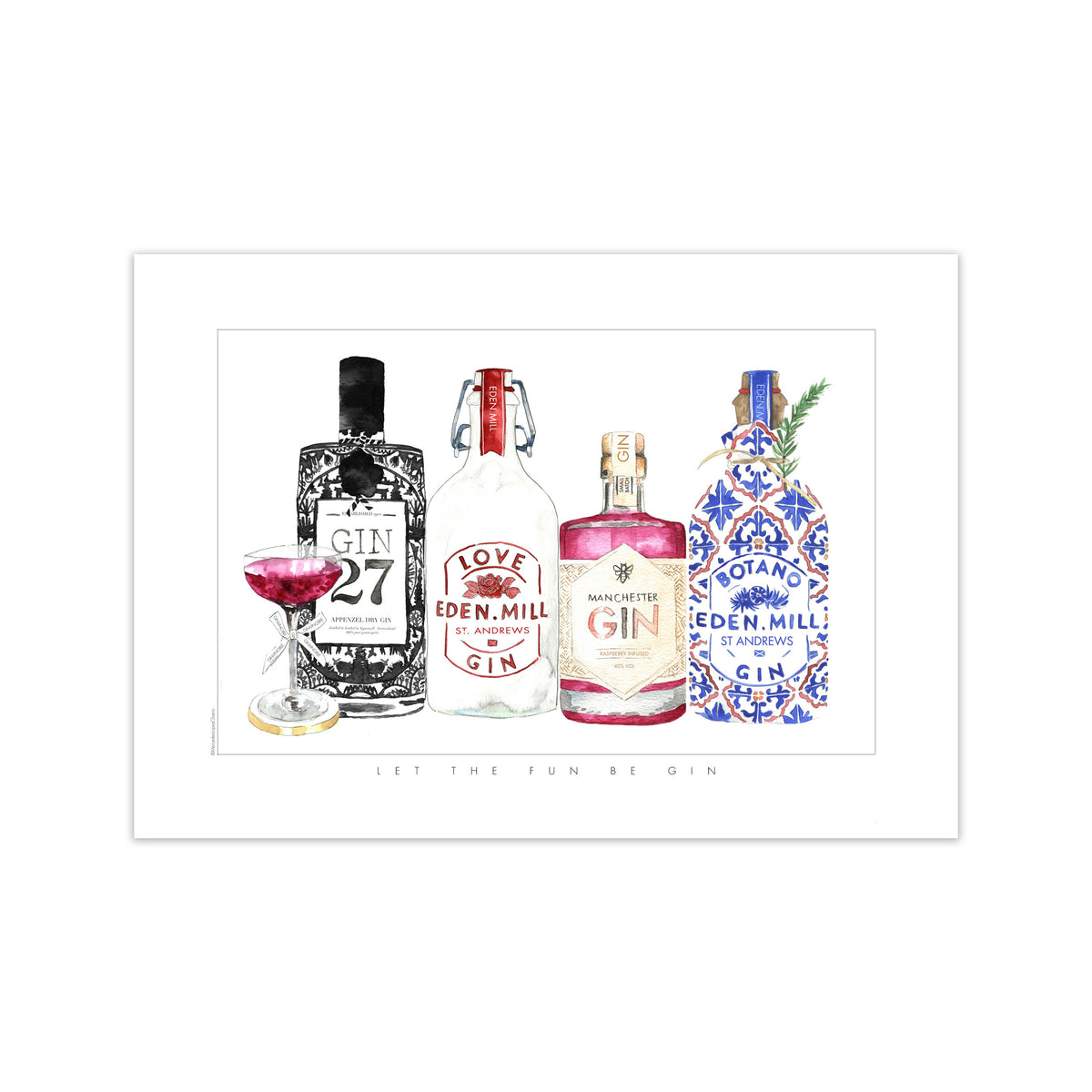 Let The Fun Be Gin, Kitchen Food & Drink Art Prints Print Only