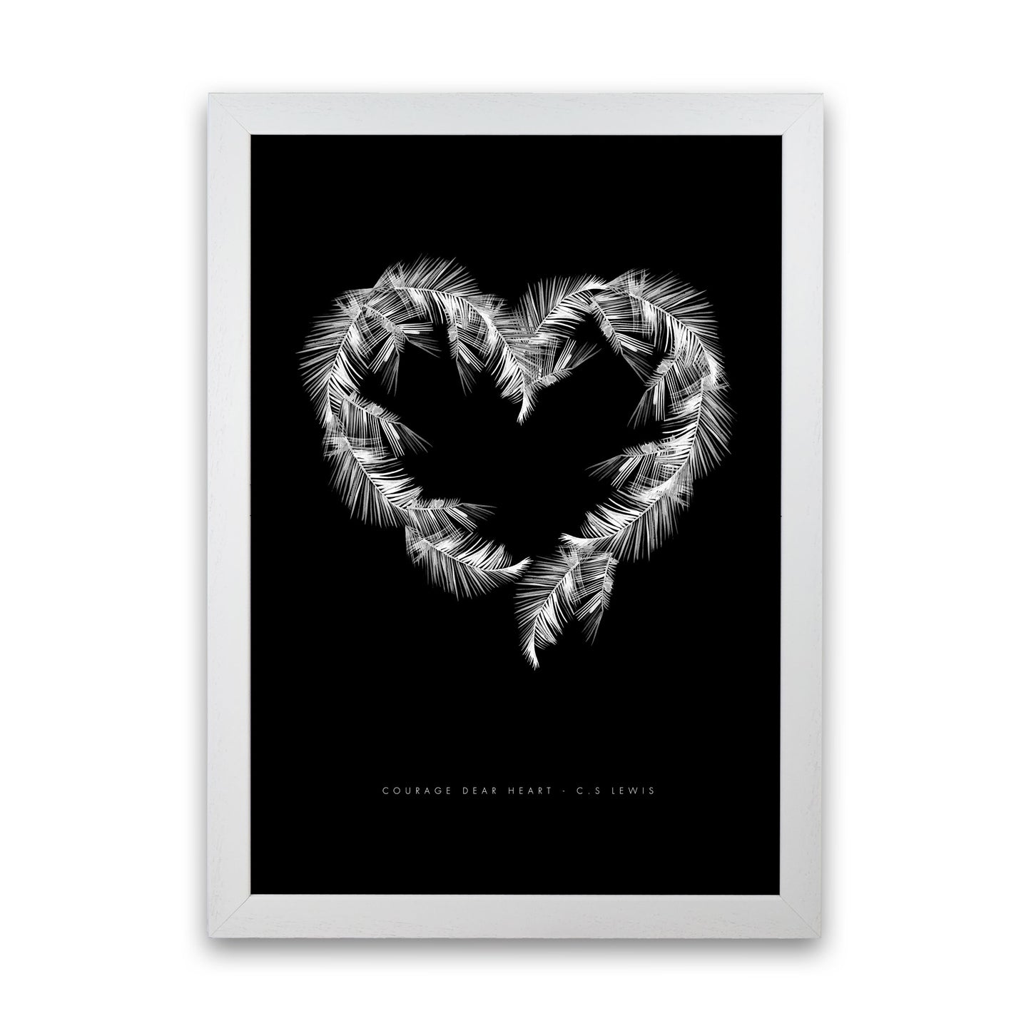 C S Lewis Courage Dear Heart Black Modern Fashion Print White Grain