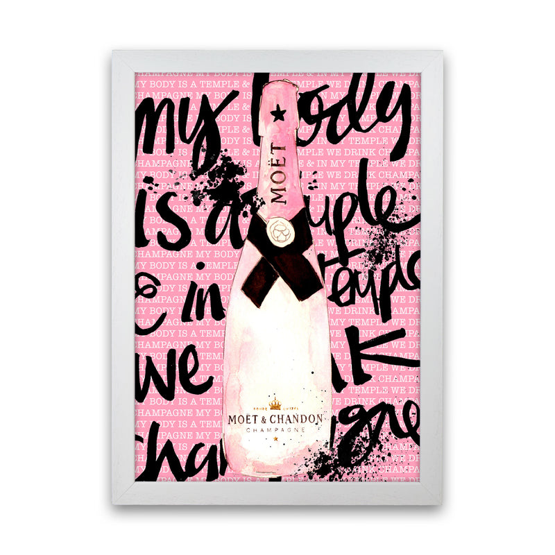 My Body Is A Temple Moet, Kitchen Food & Drink Art Prints White Grain