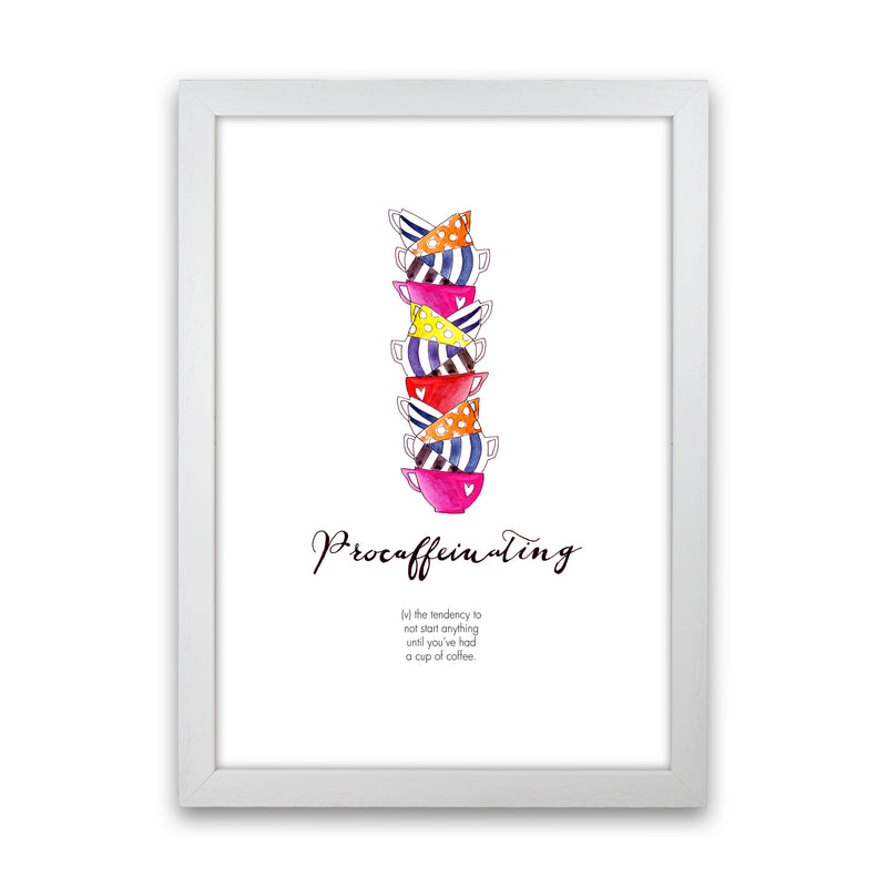 Procaffinating, Kitchen Food & Drink Art Prints White Grain