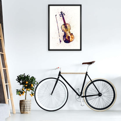 Violin Watercolour Print by Michael Tompsett A1 White Frame