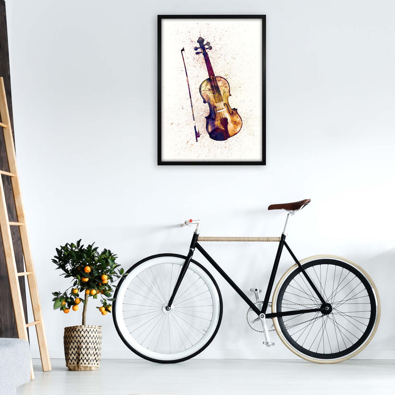 Violin Watercolour Print by Michael Tompsett A1 White Frame